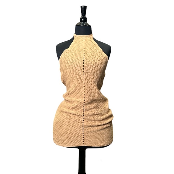 Lovers and Friends Equator Crochet Halter Dress in Tan - Picture 4 of 11